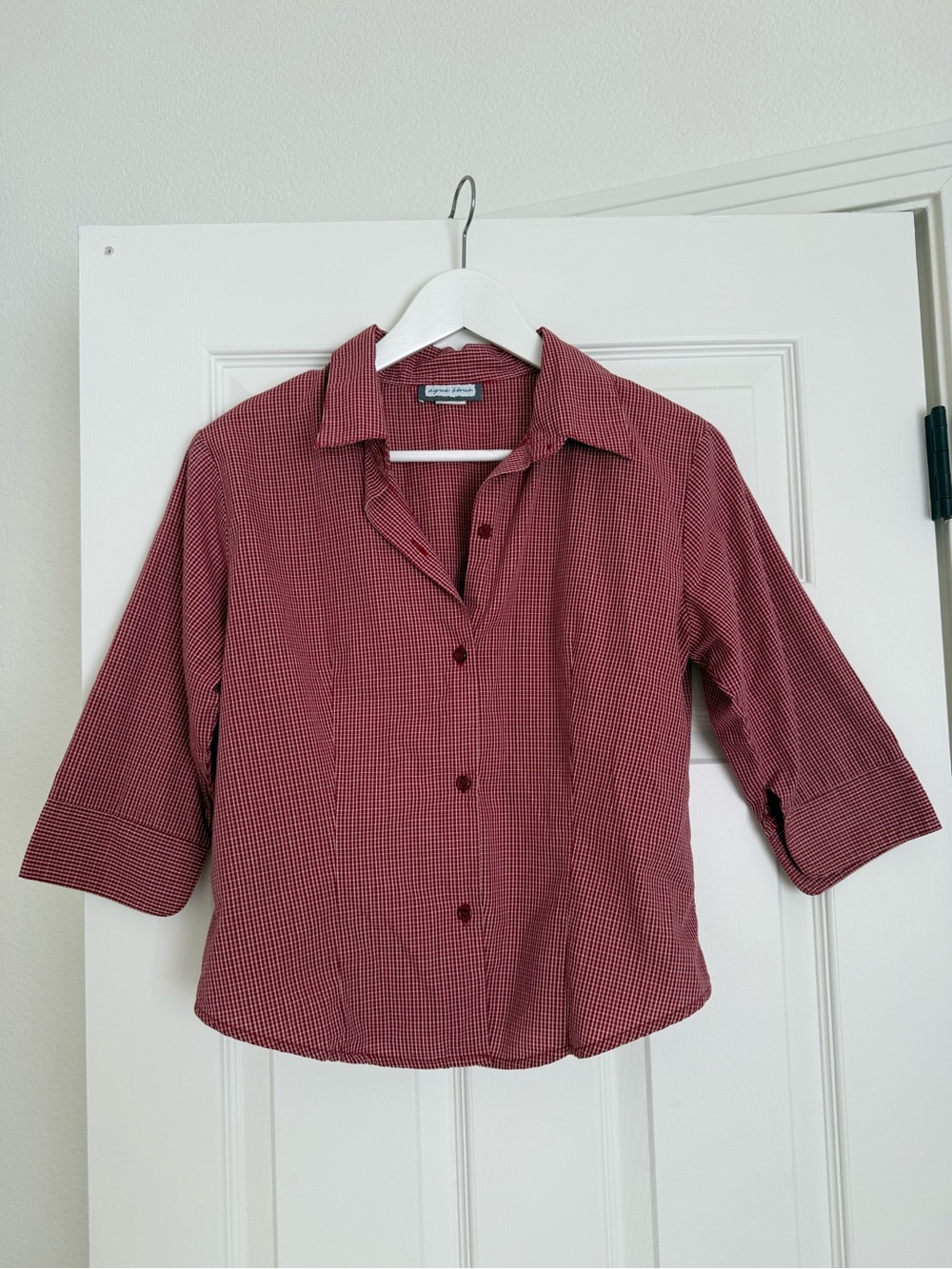 Aqua Blu Burgundy Micro-Check Button Down Shirt